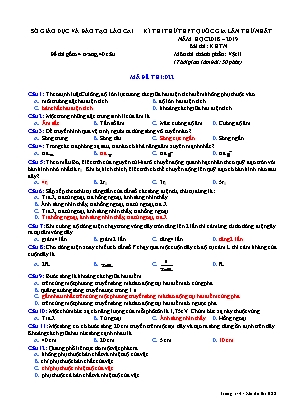 Đề thi thử THPT Quốc gia môn Vật lý lần thứ nhất - Mã đề 022 - Năm học 2018-2019 - Sở giáo dục và đào tạo Lào Cai (Có đáp án)